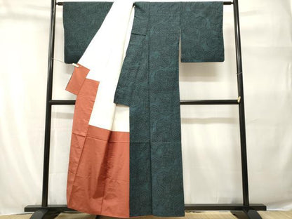 平和屋着物■上質な紬　吉祥花文　正絹　逸品　CABH9264ev