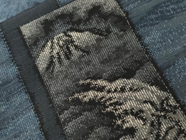平和屋着物■上質な紬　色紙重ね　富士山　立波文　正絹　逸品　CABH9269ev