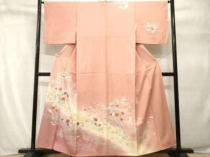 平和屋着物■訪問着　松竹梅流水花文　暈し染め　金彩　正絹　逸品　CABH9270ev