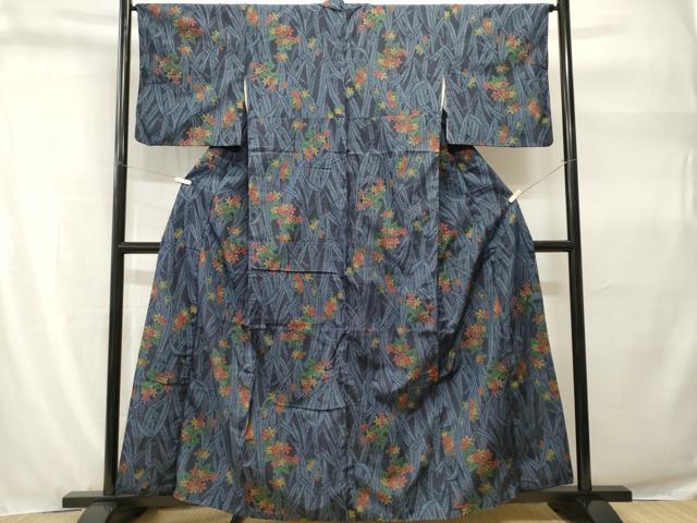 平和屋着物■上質な紬　草花文　正絹　逸品　CABH9273ev