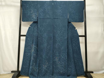 平和屋着物■訪問着　芒　枝花文　鬼しぼ縮緬　正絹　逸品　CABH9282ev