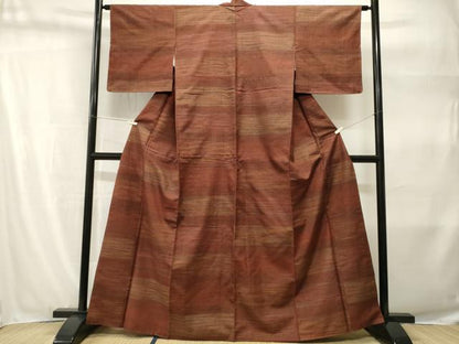 平和屋着物■上質な紬　横段霞文　　正絹　逸品　CABH9285ev
