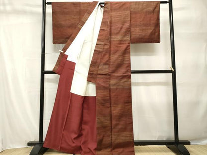 平和屋着物■上質な紬　横段霞文　　正絹　逸品　CABH9285ev