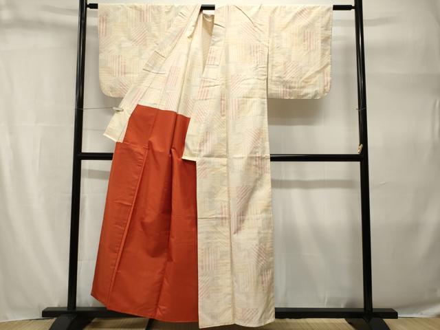 平和屋着物■上質な紬　色紙重ね文　胴抜き仕立て　正絹　逸品　CABH9287ev