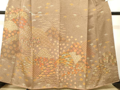 平和屋着物■訪問着　遠山吉祥花文　正絹　逸品　CABH9291ev