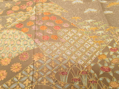 平和屋着物■訪問着　遠山吉祥花文　正絹　逸品　CABH9291ev