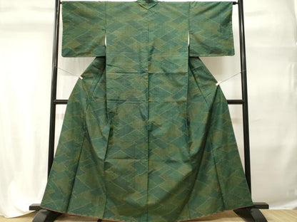 平和屋着物■上質な紬　幾何学文　正絹　逸品　CABH9294ev