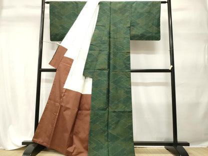 平和屋着物■上質な紬　幾何学文　正絹　逸品　CABH9294ev