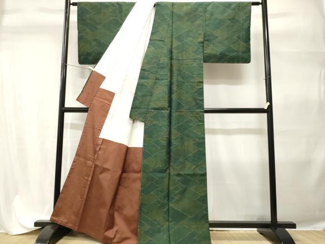 平和屋着物■上質な紬　幾何学文　正絹　逸品　CABH9294ev