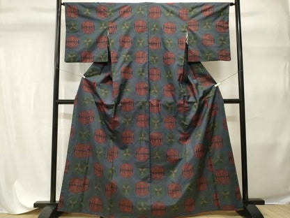 平和屋着物■本場大島紬　7マルキ　吉祥花丸文　高島屋扱い　正絹　逸品　CABH9295ev