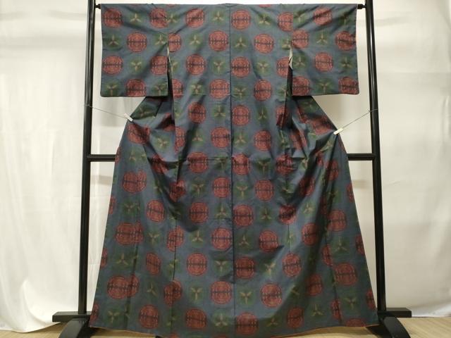 平和屋着物■本場大島紬　7マルキ　吉祥花丸文　高島屋扱い　正絹　逸品　CABH9295ev
