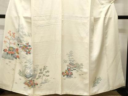 平和屋着物■訪問着　刺繍　松竹梅風景文　正絹　逸品　CABH9297ev