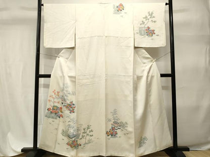 平和屋着物■訪問着　刺繍　松竹梅風景文　正絹　逸品　CABH9297ev