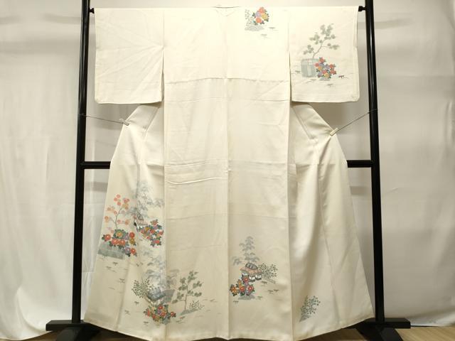 平和屋着物■訪問着　刺繍　松竹梅風景文　正絹　逸品　CABH9297ev