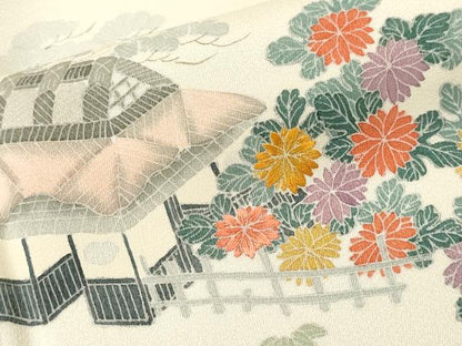 平和屋着物■訪問着　刺繍　松竹梅風景文　正絹　逸品　CABH9297ev