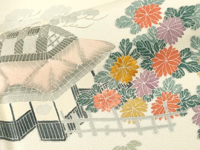 平和屋着物■訪問着　刺繍　松竹梅風景文　正絹　逸品　CABH9297ev
