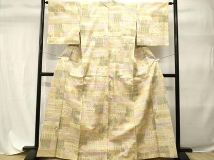 平和屋着物■上質な紬　幾何学文　正絹　逸品　CABH9298ev
