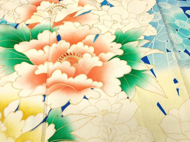 平和屋着物■訪問着　草花文　暈し染め　金彩　正絹　逸品　CABH9300ev