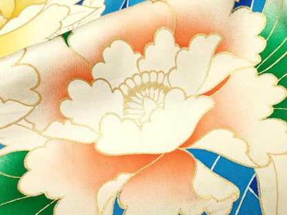 平和屋着物■訪問着　草花文　暈し染め　金彩　正絹　逸品　CABH9300ev