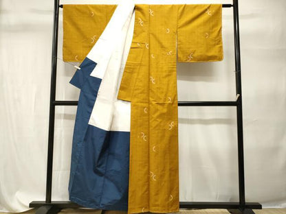 平和屋着物■上質な紬　格子飛鶴文　正絹　逸品　未使用　CABH9305ev