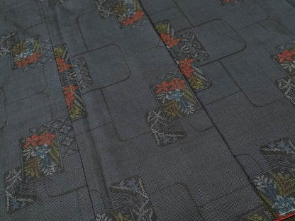 平和屋着物■本場大島紬　7マルキ　色紙重ね草花文　正絹　逸品　未使用　CABH9306ev