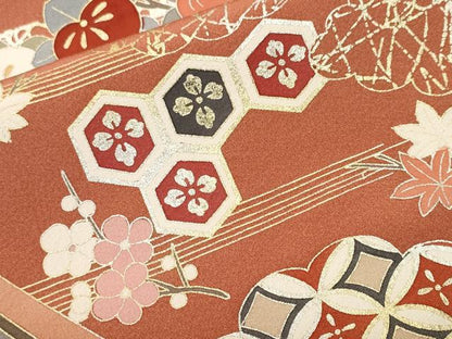 平和屋着物■訪問着　作家物　枝橘亀甲七宝花文　暈し染め　金銀彩　正絹　逸品　CABH9307ev