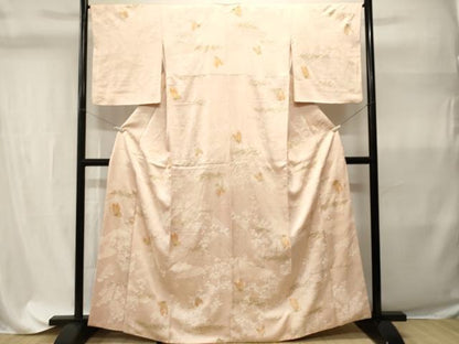 平和屋着物■上質な小紋　草花舞蝶文　金彩　正絹　逸品　CABH9308ev