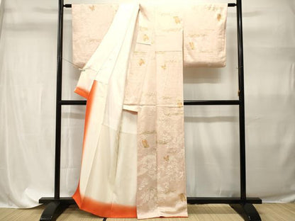 平和屋着物■上質な小紋　草花舞蝶文　金彩　正絹　逸品　CABH9308ev