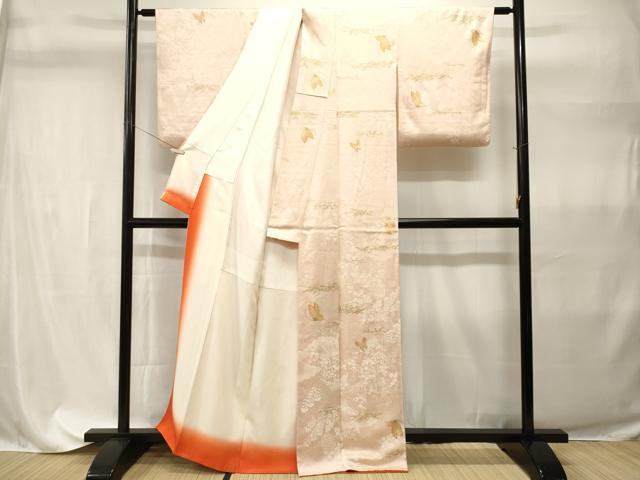 平和屋着物■上質な小紋　草花舞蝶文　金彩　正絹　逸品　CABH9308ev