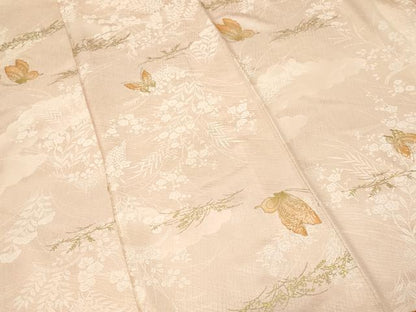 平和屋着物■上質な小紋　草花舞蝶文　金彩　正絹　逸品　CABH9308ev