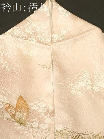 平和屋着物■上質な小紋　草花舞蝶文　金彩　正絹　逸品　CABH9308ev