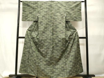 平和屋着物■上質な紬　麻の葉文様　正絹　逸品　CABH9311ev