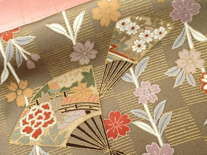 平和屋着物■豪華振袖　格子松竹梅文　雪輪扇面花文　暈し染め　金彩　正絹　逸品　CABH9314ev