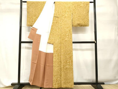 平和屋着物■上質な小紋　切嵌陶器絵皿花文　正絹　逸品　CABH9322ev