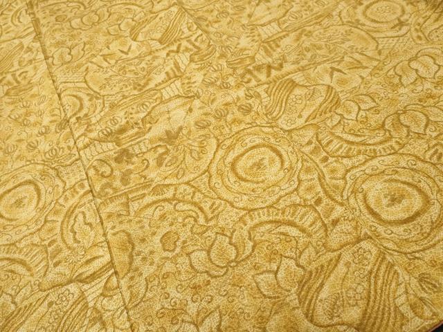 平和屋着物■上質な小紋　切嵌陶器絵皿花文　正絹　逸品　CABH9322ev