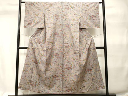 平和屋着物■上質な小紋　紬地　飛鳥風景文　正絹　逸品　CABH9326ev