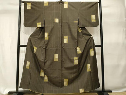平和屋着物■上質な紬　色紙重ね十字絣文　正絹　逸品　CABH9328ev