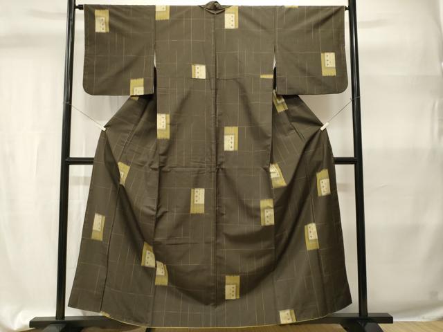 平和屋着物■上質な紬　色紙重ね十字絣文　正絹　逸品　CABH9328ev
