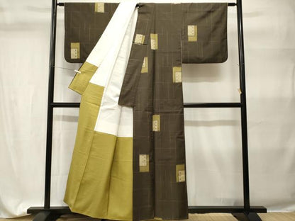 平和屋着物■上質な紬　色紙重ね十字絣文　正絹　逸品　CABH9328ev