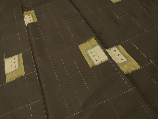 平和屋着物■上質な紬　色紙重ね十字絣文　正絹　逸品　CABH9328ev