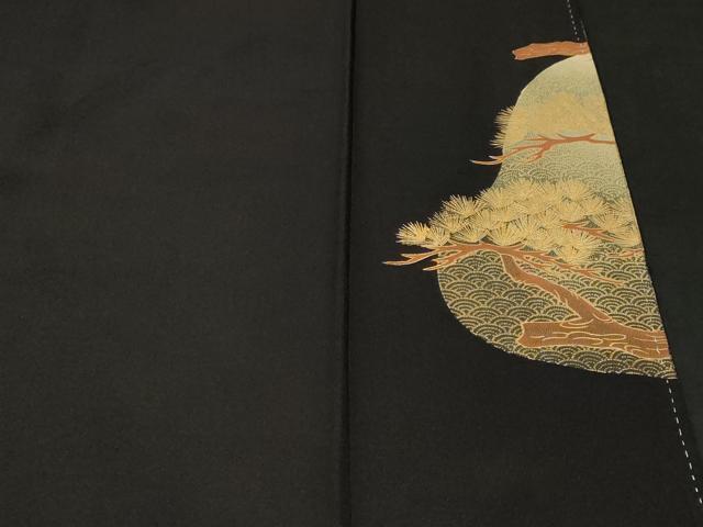 平和屋着物■豪華黒留袖　尾長鳥枝松文　暈し染め　金彩　正絹　逸品　CABH9329ev