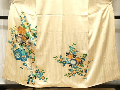 平和屋着物■訪問着　駒刺繍　花車文　金彩　正絹　逸品　CABH9535ev