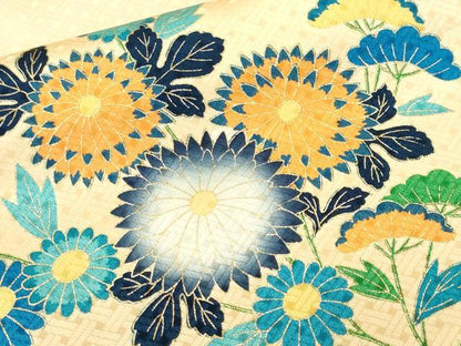 平和屋着物■訪問着　駒刺繍　花車文　金彩　正絹　逸品　CABH9535ev