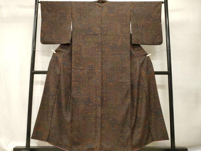 平和屋着物■上質な小紋　切嵌絵皿更紗花文　正絹　逸品　CABH9538ev