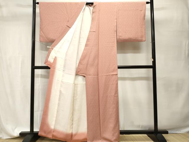平和屋着物■上質な小紋　花菱縞文　正絹　逸品　CABH9540ev