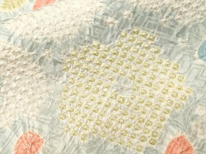 平和屋着物■上質な小紋　総刺繍　草花文　正絹　逸品　CABH9541ev