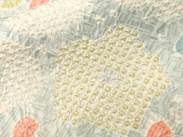 平和屋着物■上質な小紋　総刺繍　草花文　正絹　逸品　CABH9541ev