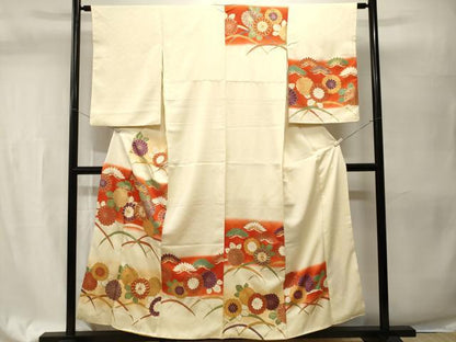 平和屋着物■訪問着　駒刺繍　芝草正絹　逸品　CABH9546ev