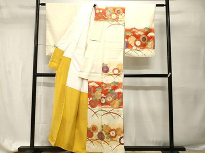 平和屋着物■訪問着　駒刺繍　芝草正絹　逸品　CABH9546ev