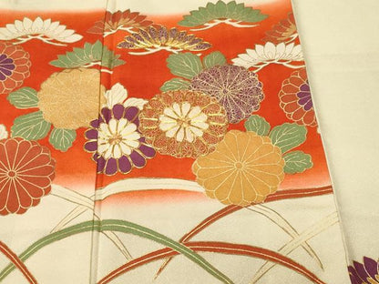 平和屋着物■訪問着　駒刺繍　芝草正絹　逸品　CABH9546ev